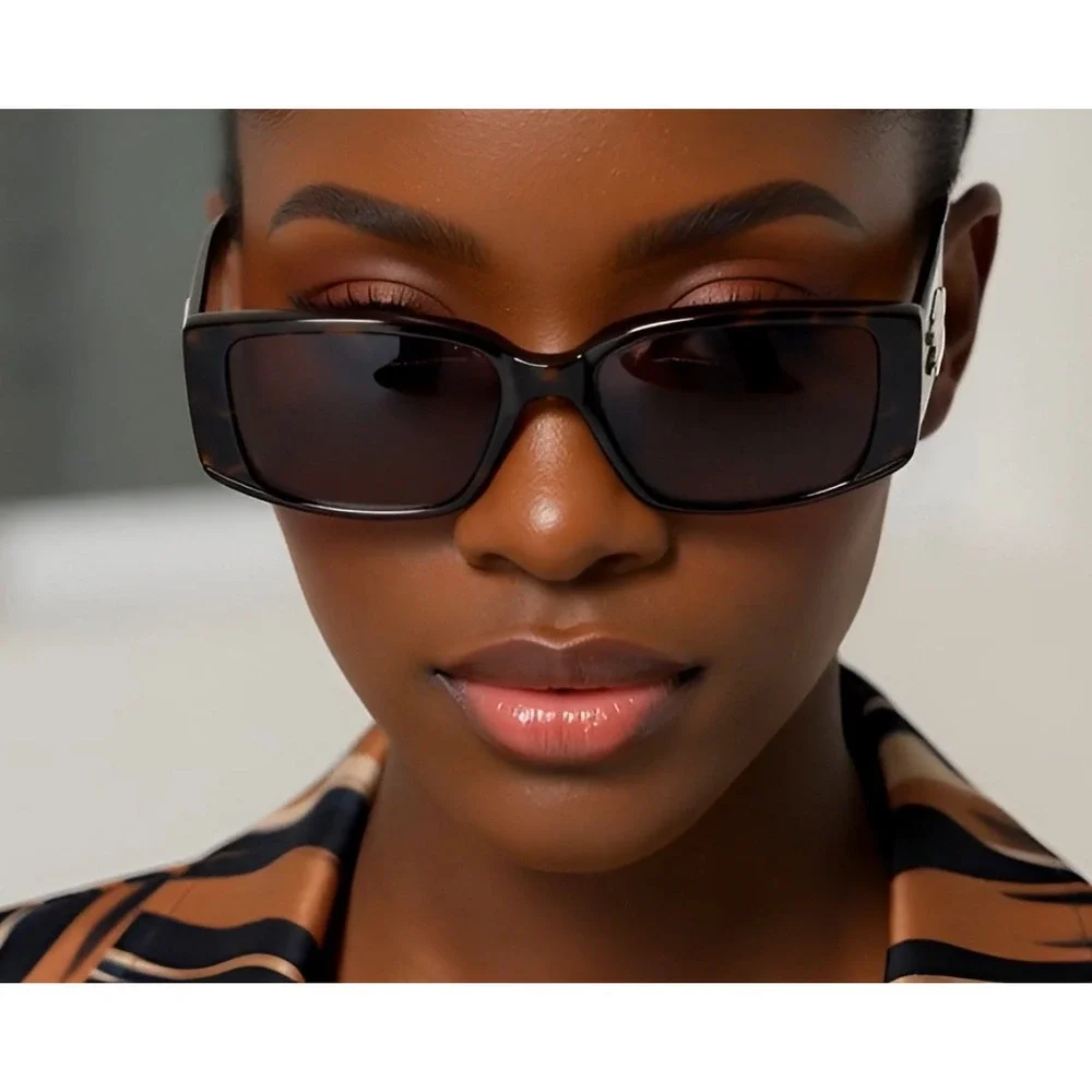 Tortoise Sunglasses‎ Retro Rectangle Brown Lens UV400 Protect Fancy Style Women